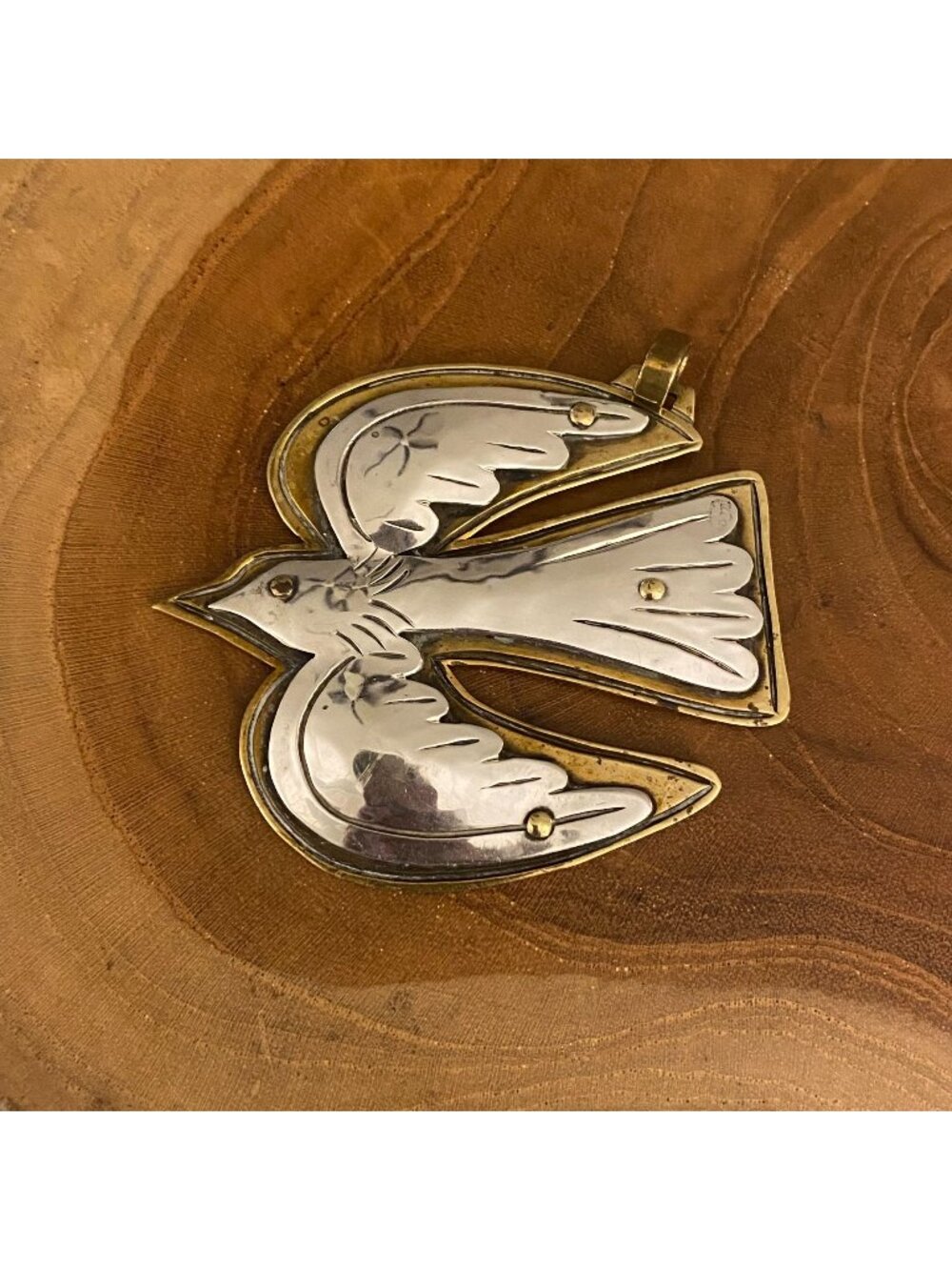Jeep Collins Large Dove Pendant, Sterling Silver & Brass